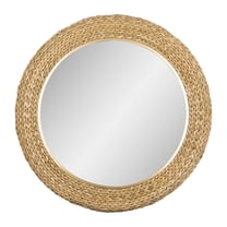Varaluz Athena 40-in Round Wall Mirror - French Gold/Natural Seagrass
