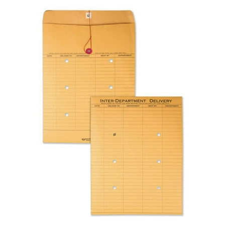 Quality Park QUA63561 10 in. x 13 in. Two-Sided Five-Column Format String and Button Interoffice Envelopes - Brown Kraft (100/Carton)