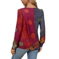 thumbnail image 4 of Tittly Long Sleeve Shirts for Women Womens Shirts Womens Fall Tops Loose Fit Pleated Long Sleeve Shirts Casual Crewneck Floral Print Blouse Plus Size Tees Tshirts Shirts Womens Tops Wine XXL, 4 of 7