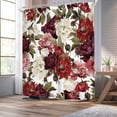 thumbnail image 3 of JOOCAR Burgundy Floral Shower Curtain Polyester with Hooks Waterproof Washable 72x72 inch, 3 of 5