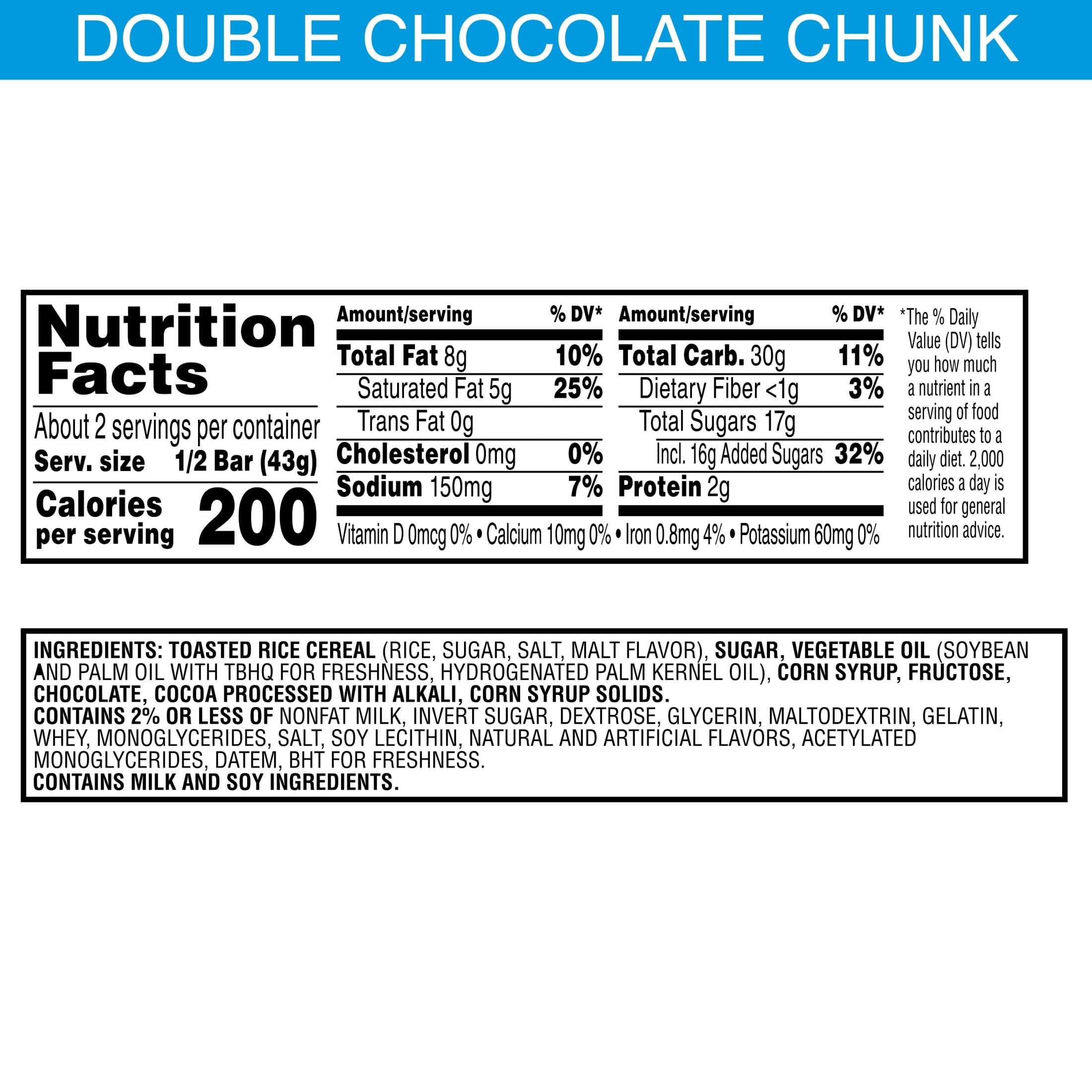 Rice Krispies Treats Mega Bars Double Chocolatey Chunk Chewy Marshmallow Snack Bars, Kids Snacks, 3 oz