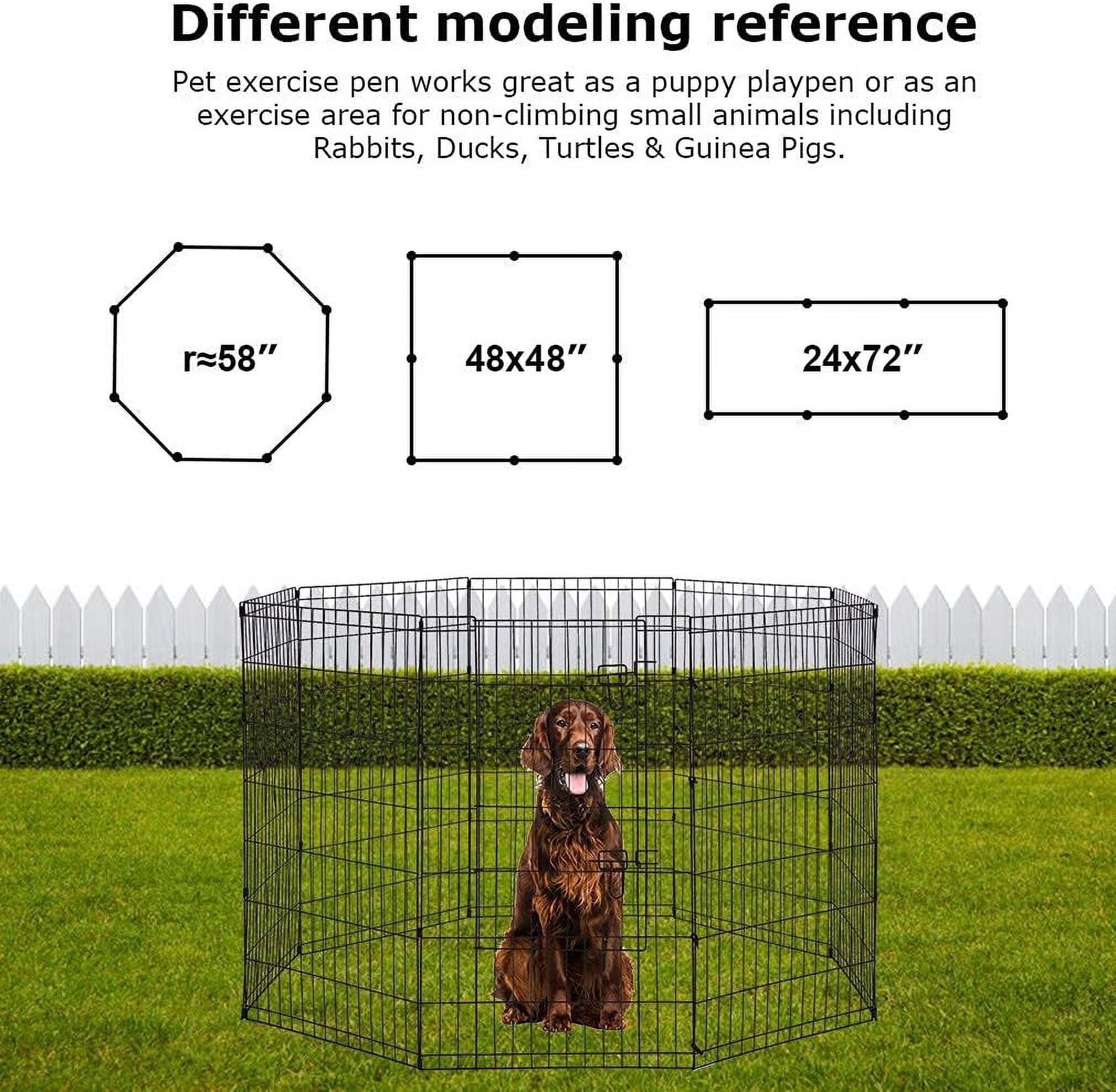 Dkelincs 42 inch Tall Dog Fence Outdoor Dog Playpens Portable Foldable Pet Crate Kennel-8 Panel, Black