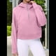 thumbnail image 5 of Sudadera con Capucha para Mujer, de Larga, Corta, con Media Cremallera y Bolsillos con Orificio para el Pulgar. Rosa XXL, 5 of 6