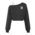 thumbnail image 6 of Edvintorg Girls' Fashion Hoodies & Sweatshirts Long Sleeve Cropped Sweatshirt One Shoulder Loose Casual Pullover Top Girls Clothing Size 5-15, 6 of 7