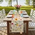 thumbnail image 3 of Botanical Floral Table Runner 70 Inches Long,Retro Purple Pink Yellow Wildflowers Cotton Linen Table Runners Dresser Scarves,Decorative Tabletop Scarf Furniture Cover for Home Dinner Party 13"x70", 3 of 8