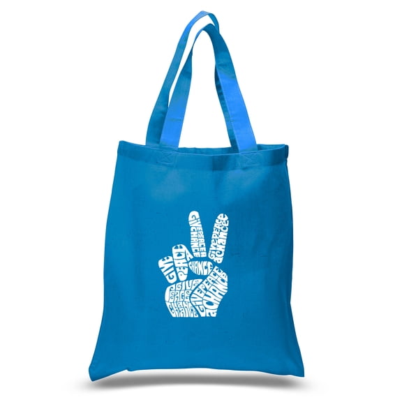 LA Pop Art Small Word Art Tote Bag - PEACE FINGERS
