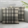 thumbnail image 3 of HENGT Decorative Throw Pillow Cover Farmhouse Brown Border Plaid Check Pattern Black Beige Beauty Abstract Tan Checkered Chequer Classic Digital Square Pillowcase for Couch Bed, 3 of 5