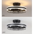 thumbnail image 2 of Q&S Black Round Ceiling Fan with Light Remote App Control Modern Farmhouse Flush Mount Linear Ceiling Fans for Bedroom Home Office Mute Smart 6 Wind Speeds Reversible Motor Dimmable LED 3 Color D19.7, 2 of 8
