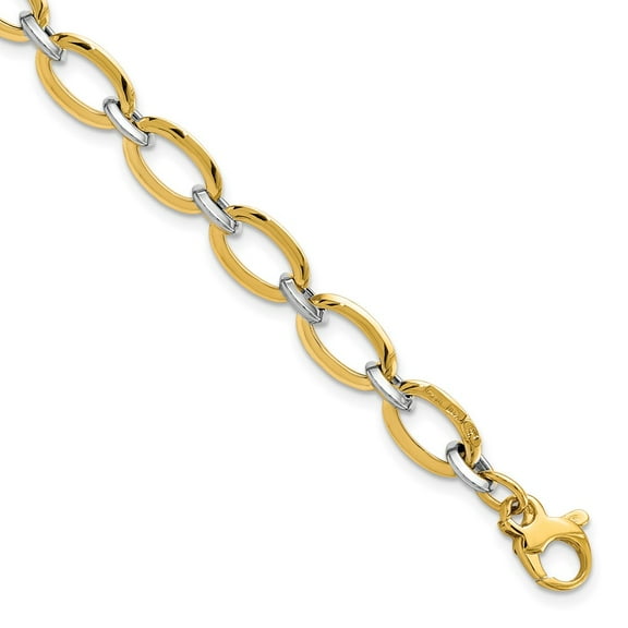 14k Two-tone Bracelet Fancy Link, Other 5.37 mm 7 in Polished w/.5in ext.