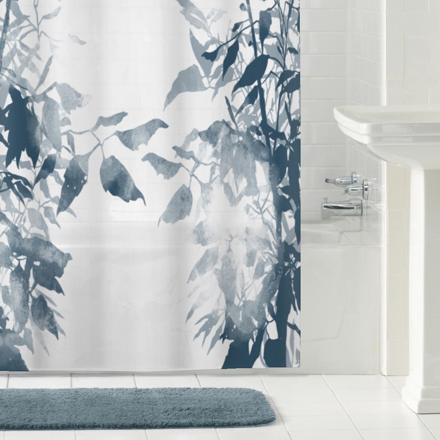 Mainstays Sun Print Medium Weight PEVA Shower Curtain, 70 Inches by 72 Inches, Blue, Sun Print PEVA Shower Curtain