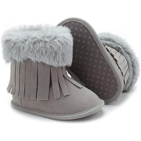 

QWZNDZGR Baby Girls Cowboy Tassel Boots Side Zipper Moccasins Soft Bottom Non-Slip Toddler Shoe
