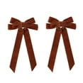 thumbnail image 2 of AZXY Long Tail Velvet Bow Christmas Ornament 2PCS, Brown Fabric Bowknot Embellishment, Indoor Christmas Decorations, Soft Wreath Tree Hanging Decor for Mantel Gift Chair, 2 of 7