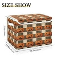 thumbnail image 3 of Large Collapsible Storage Box Flip Lid Fabric Decorative Organizer Container Basket with Handles 16.5×12.6×11.8in Striped Wicked Pumpkins, 3 of 7