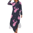 thumbnail image 2 of pink elephant Long Sleeved Shirt Dress festival outfit women ladies dresses for women Beachwear Party dresses for women, 2 of 7