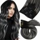 thumbnail image 1 of Moresoo Extensiones de cabello con clip de cabello humano real Balayage negro a plateado extensiones de cabello con clip en cabello humano Ombre doble trama clip en extensiones de cabello humano cabez, 1 of 5