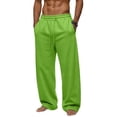 thumbnail image 5 of GrmtClth Baggy Sweatpants for Men Wide Leg Fleece Lounge Joggers with Deep Pockets | cotton stretch blend, outer drawstring, open bottom, relaxed fit for gym, travel Fluorescent Green 3XL, 5 of 5