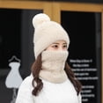thumbnail image 4 of Uooqdmx Hat and Scarf Set Beanie and Scarf Set Snow Caps Warm Beanie Fleece Neck Gaiter Knit Hat Scarf Beige One Size, 4 of 6