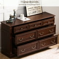 thumbnail image 3 of FIAKOA 7 Drawer Dresser for Bedroom, 55” W. Wood Farmhouse Tall Storage Chest of Drawers for Livingroom, Walnut Brown, 3 of 7