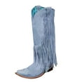 thumbnail image 6 of Xiaoxatg Women's Mid-Calf Boots Plus Size Winter Heel Fringe Boots Stylish High Heel Tall Footwear for Various Occasions 5 Blue, 6 of 6
