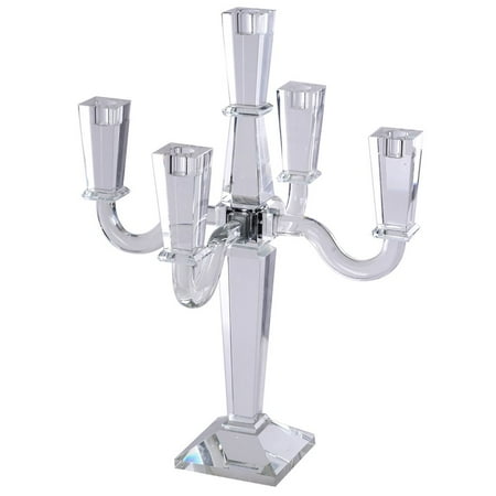 efavormart 20 tall gem cut 5 arm crystal modern glass candelabra