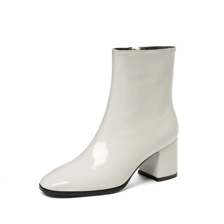 

Women‘s Side Zipper Chunky Heeled Short Boots Square Toe Ankle Boots Women‘s Footwear