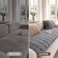 thumbnail image 5 of Nalqet 27.6×59.06 inch Plush Sofa Slipcovers for 2 Cushion Couches – Washable Fuzzy Non Slip Furniture Protector Couch Cover for Pets and Dogs Cats, Dark Grey, 5 of 8
