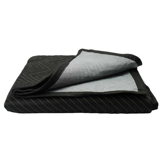 US Cargo Control Moving Blanket 72"x80", (65 lbs/doz weight), Heavy Duty Packing Blankets for Moving Furniture, Shipping, and Storage, Black Quilted Furniture Pads, MBDELUXE Econo Deluxe