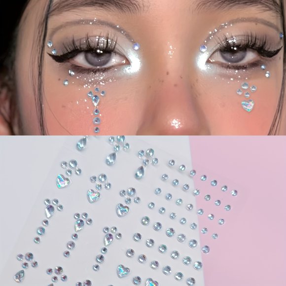 Girl Group Teardrop Shiny Drill Stickers Face Eye Stage Glitter Rhinestone Eye Makeup Decoration Face Rhinestone Stickers Mini Small Bright Stage Makeup