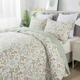 thumbnail image 3 of WannaToo Quilts Queen Size - 3 Piece Microfiber Quilt set Reversible Bedspreads Patchwork Coverlets Floral Bedding Set All Season, White, 3 of 6