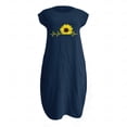 thumbnail image 4 of Babysbule Summer Women Dresses Fashion Women Casual O-Neck Radio Wave Sunflower Print Plus Size Pocke, 4 of 4
