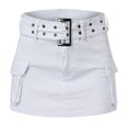 thumbnail image 6 of Gbsyewxs Skirts For Women Low Waist Solid Color With Belt Pockets Mini Skirt Casual Summer Women'S Skirts White, 6 of 8
