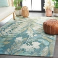 thumbnail image 3 of SAFAVIEH Barbados Carmen Botanical Indoor/Outdoor Area Rug, Blue Green/Ivory, 6'6" x 6'6" Square, 3 of 11