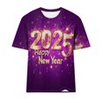 thumbnail image 4 of Camisetas Casuales de Mujer Año Nuevo Impreso Suéter de Manga Corta Cuello Redondo, Top de Moda para el Uso Diario, 4 of 4