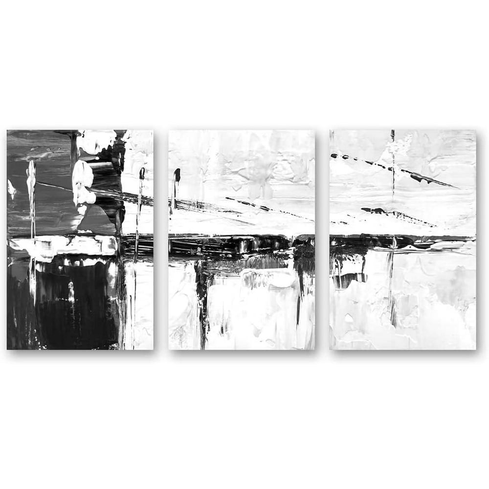 wall26 3 Panel Canvas Wall Art Black and White Abstract Pictures Home