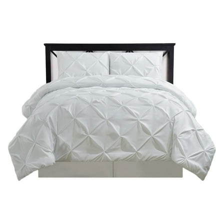 -Decorative Pinch Pleat King 4PC Comforter Set, White