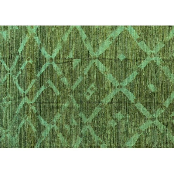 Ahgly Company Indoor Rectangle Abstract Turquoise Blue Modern Area Rugs, 2' x 5'