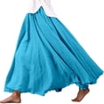 thumbnail image 2 of BUWTTER Skirts for Women Flowy Maxi Daily Wear A Line Ruffle Comfortable Elastic Waist Loose Long Blue Skirt 85CM, 2 of 7