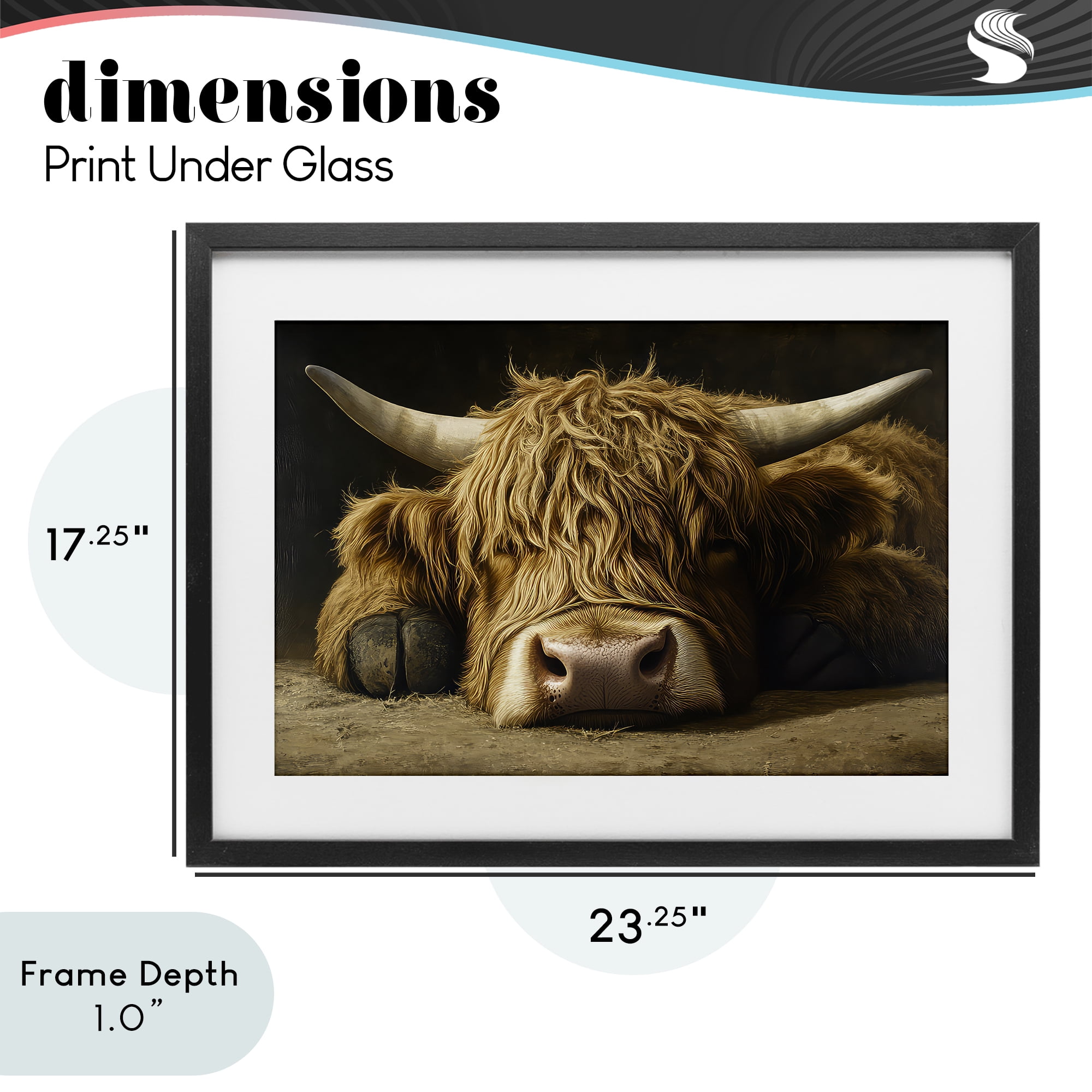 Stupell Industries Sleeping Highland Cow & Hoof Black Framed Print Under Glass, design by The Wands Want