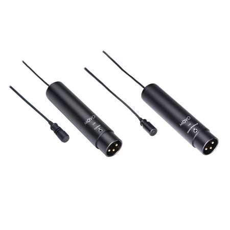 Movo LV4 Dual XLR Lavalier Interview Kit with Omnidirectional and Cardioid Microphones, Lapel Clips and