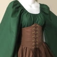 thumbnail image 5 of Medieval Fairy Dress, Renaissance Corset Set, Womens Traditional Irish Dress Renaissance Medieval Costume Flare Sleeve Corset Halloween Victorian Short Dress , Dark Green XXL, 5 of 6