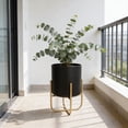 thumbnail image 6 of Planters With Stand, Decorative Metal Floor Planters With Drainage Holes, Black, White, Rust-Resistant, Modern Elevated Pot For Living Room Garden Balcony, 6 of 6