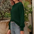 thumbnail image 6 of UJNDER Crewneck Long Sleeve Puff Sleeve Sweater for Women Casual Loose Knitted Pullover Green L, 6 of 9