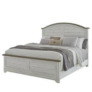 Meadowbrook White-Washed Wood Farmhouse King Size Arched Panel Bed