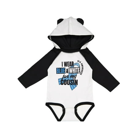 

Inktastic I Wear Blue and White For My Cousin ALS Awareness Gift Baby Boy or Baby Girl Long Sleeve Bodysuit
