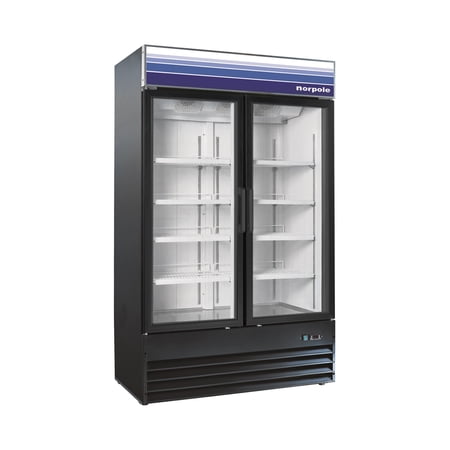 53 in. 45 cu. ft. 2-Door Merchandiser Commercial Freezerless Refrigerator in Black