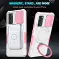 thumbnail image 2 of TECH CIRCLE Case for Samsung Galaxy S21 FE (6.4") - [Sliding Cover for Camera Protection] [Compatible with MagSafe] Shockproof Multifunctional Case with Hidden Kickstand/Phone Ring Holder,Pink White, 2 of 9