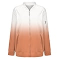 thumbnail image 4 of Women's Gradient Color Casual Windbreaker with Zippered Sleeve Pockets, Lightweight Soft Fabric Jacket for Daily Wear, Comfortable Outdoor Zipper Coat with Fashionable Ombre Design Orange S, 4 of 7