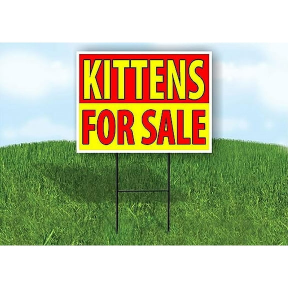 Work House Signs Single Sided Sign Kittens for Sale RED Yellow Yard Sign Road Sign with Stand