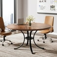 thumbnail image 3 of Tribesigns Round Conference Table, 47" Small Meeting Table with Wooden Texture Surface, Circle Business Seminar Table, Breakroom Table, Reception Negotiation for Office (Brown), 3 of 5