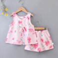 thumbnail image 2 of KPOPLK Toddler Baby Girl Clothes 2 Piece Short Set Tank Tops Sleeveless Shirt Matching Hawaiian Outfit Summer(5-6 Years,Light Pink), 2 of 4